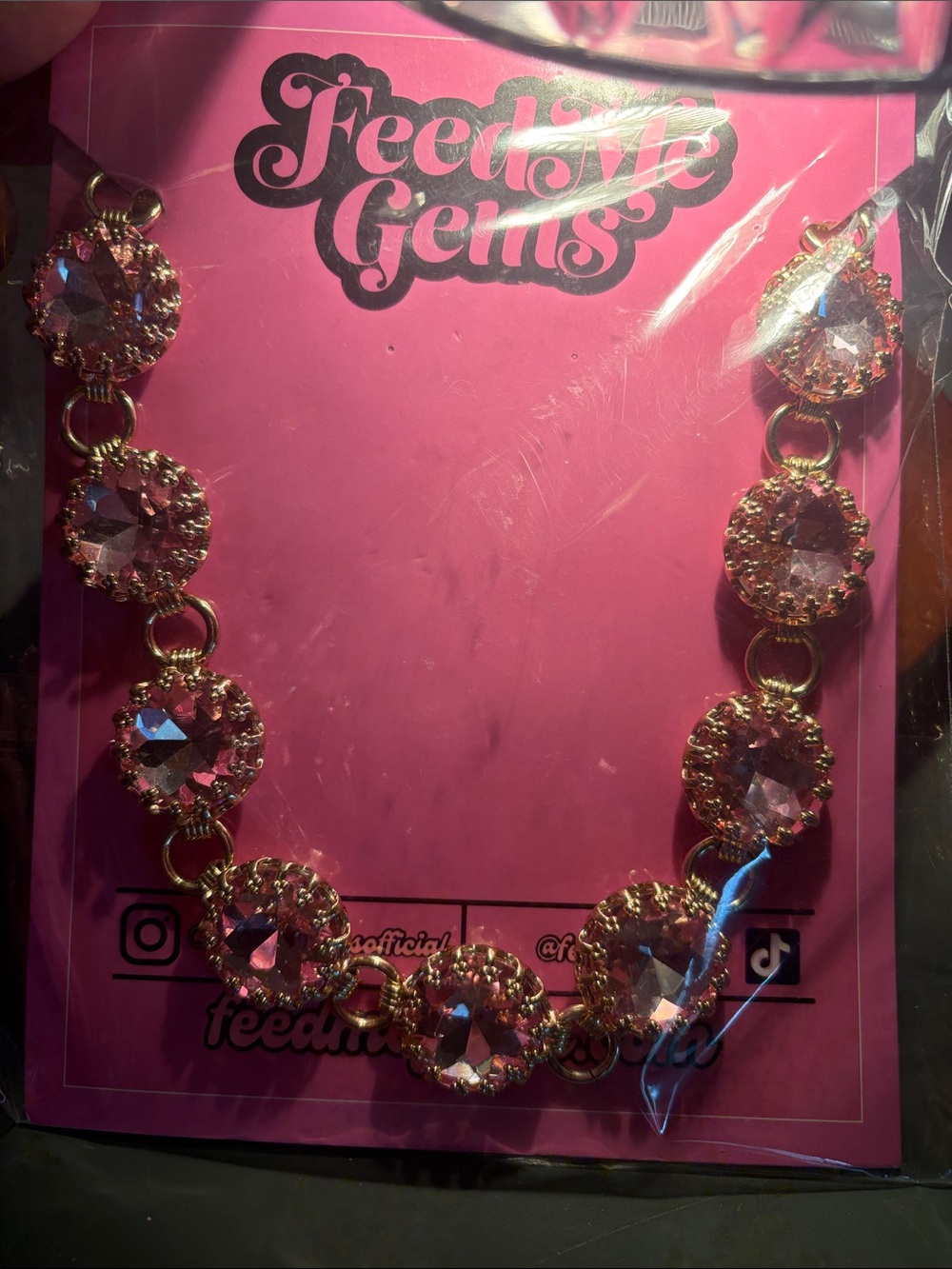 NEW Feed Me Gems Blush Pink “Gemini Necklace” - Picture 2 of 11